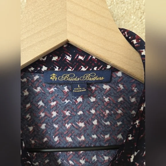 Brooks Brothers Blue Red A-line Belt Long Sleeve Midi Shirt Dress Sz L Large EUC - Picture 3 of 9